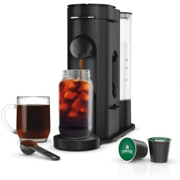 Restored Ninja Pods & Grounds Hot & Iced Single-Serve Coffee Maker, K-Cup Pod Compatible, Rapid Cold Brew, PB045, Black (Refurbished)