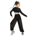 thumbnail image 2 of vastwit Kids Girls Hip Hop Street Dance Outfit Jazz Performance Crop Top Vest Checkered Mesh Jogger Pants Set Black 6, 2 of 5