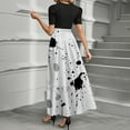 thumbnail image 4 of UoCefik Casual Dresses For Women Flowy Floral Print Summer a Line Dresses Tie Belted Short Sleeve Empire Waist Fashion Elegant Long Maxi Dress Gray XXL, 4 of 4