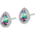 thumbnail image 3 of Sterling Silver Rhodium Polished Mystic Topaz & Cz Post Earrings (14 X 11) Made In China qe12637jun, 3 of 6