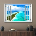 thumbnail image 2 of wall26 Canvas Print Wall Art Window View Aerial Tropical Caribbean Island Beach Wilderness Nature Photography Realism Scenic Landscape Colorful Multicolor for Living Room, Bedroom, Office - 32x48, 2 of 5