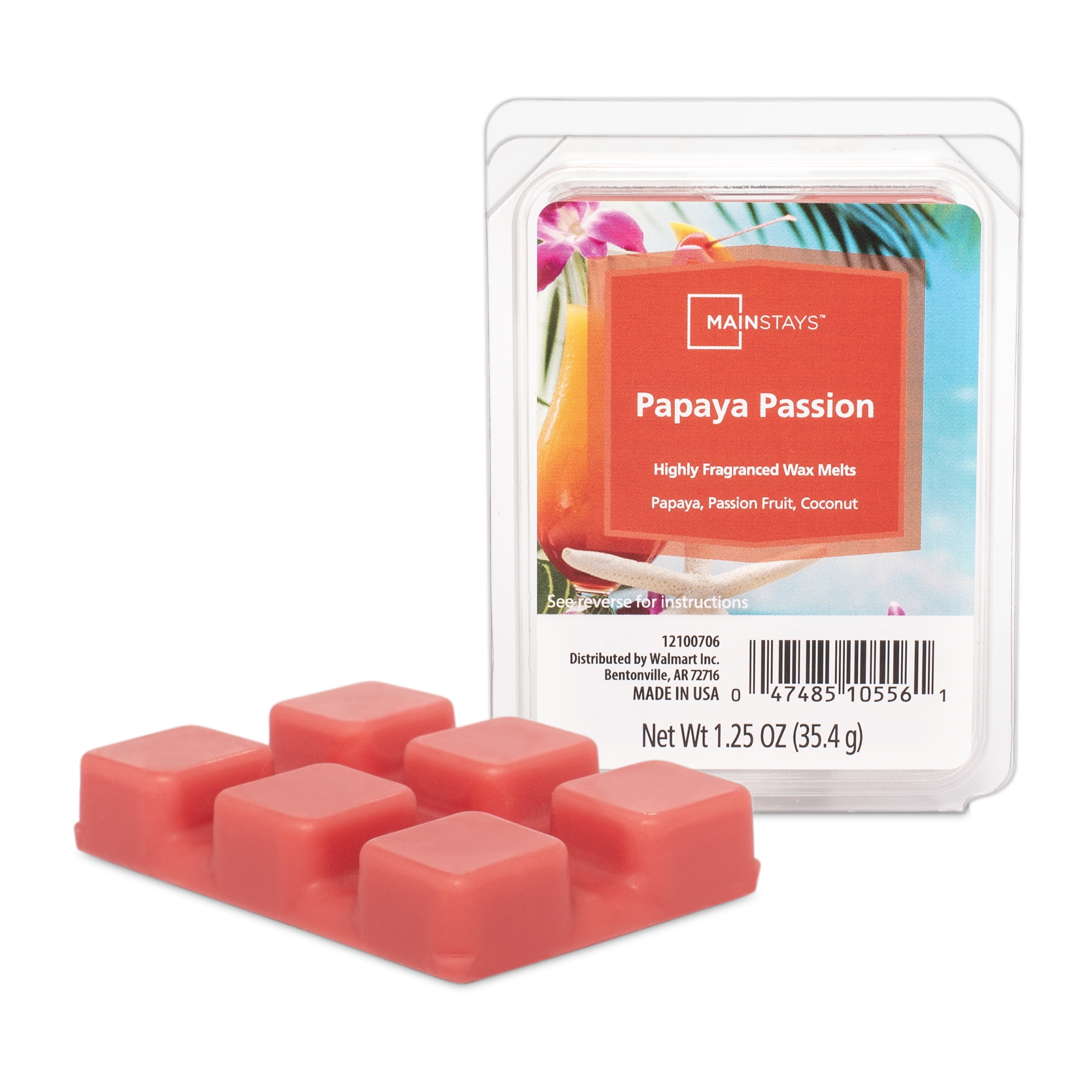 (3 pack) Mainstays Papaya Passion Scented Wax Melt, 1.25 oz