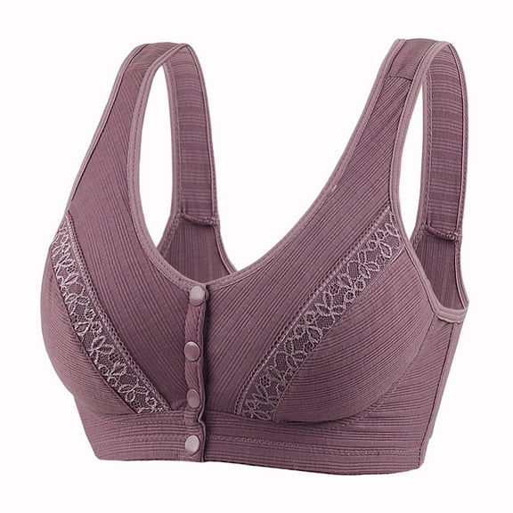 Besolor Front Closure Everyday Bras for Women Soft Support Full Coverage Bras Wireless Comfort Sleep Bra Underwear Purple