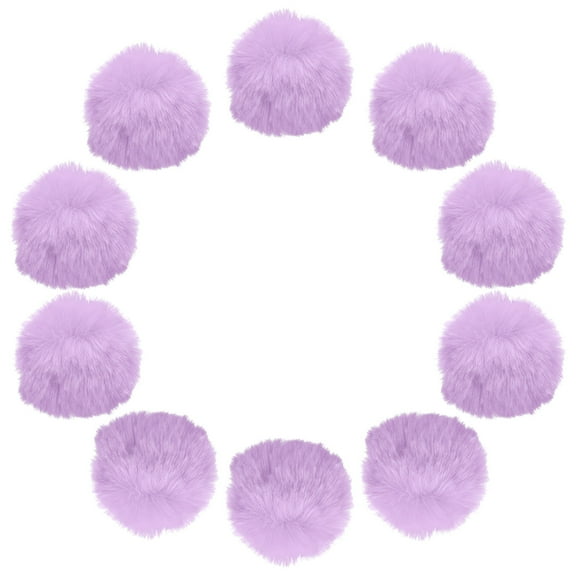 Uxcell 2.8 Inch Faux Fur Pom Pom Balls, 10 Pcs Light Purple Faux Fur Pom Poms for Hats with Elastic Loop for DIY Knitting Hats Keychain Scarves Gloves Bags Shoes