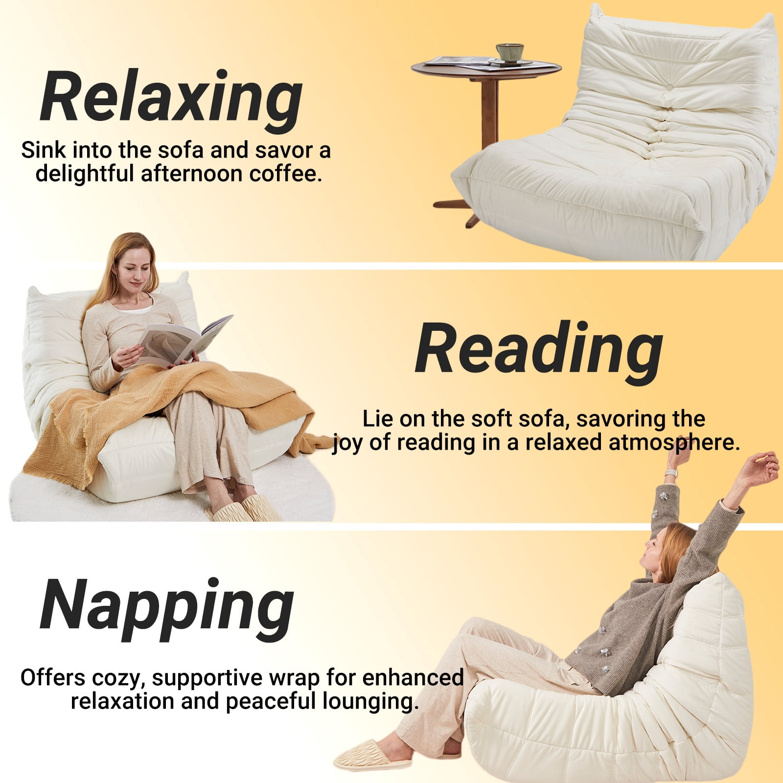 Alvantor Armless Bean Bag Chair, Dutch Velvet Lazy Sofa with Memory Foam, No Assembly Lounge Seat for Living Room Bedroom Dorm