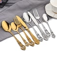 thumbnail image 3 of 30-Piece Stainless Steel Cutlery Set: Elegant Flatware for Western Dining Complete set Gold set, 3 of 5
