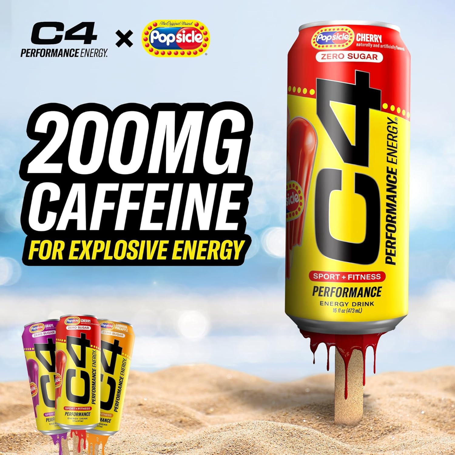 C4 Energy Performance Cherry Popsicle, 12 Pack of 16 oz Cans