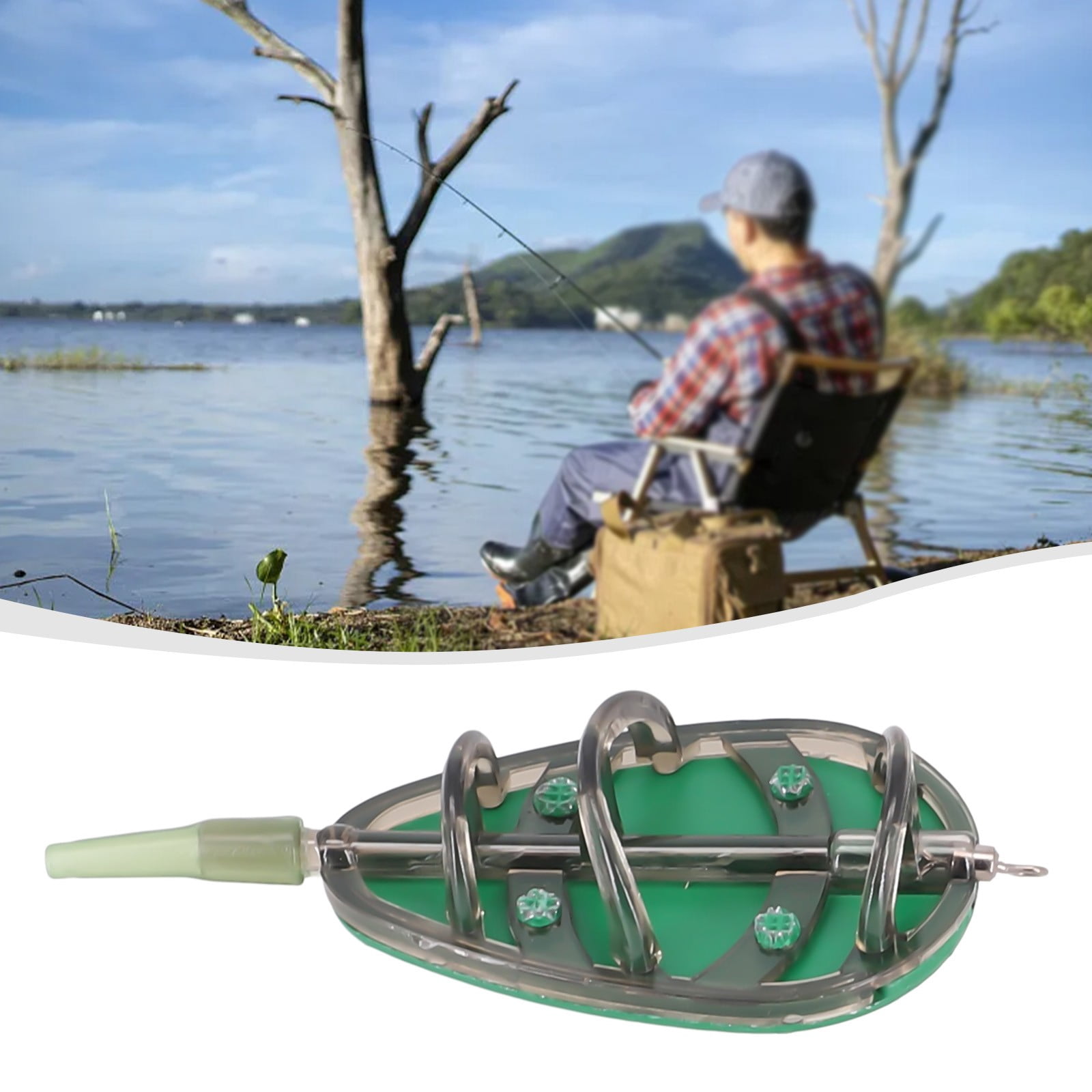 Panier d'alimentation de pêche-Mangeoire à poisson-Leurre de pêche noir-Cage plomb fer pour Panier d'alimentation de pêche-Mangeoire à poisson-Leurre de pêche noir-Cage plomb fer pour