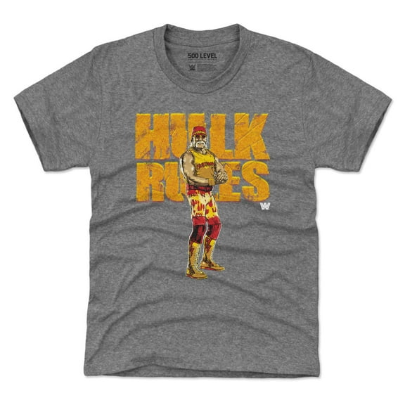 Youth 500 Level Heather Gray Hulk Hogan Hulk Rules T-Shirt