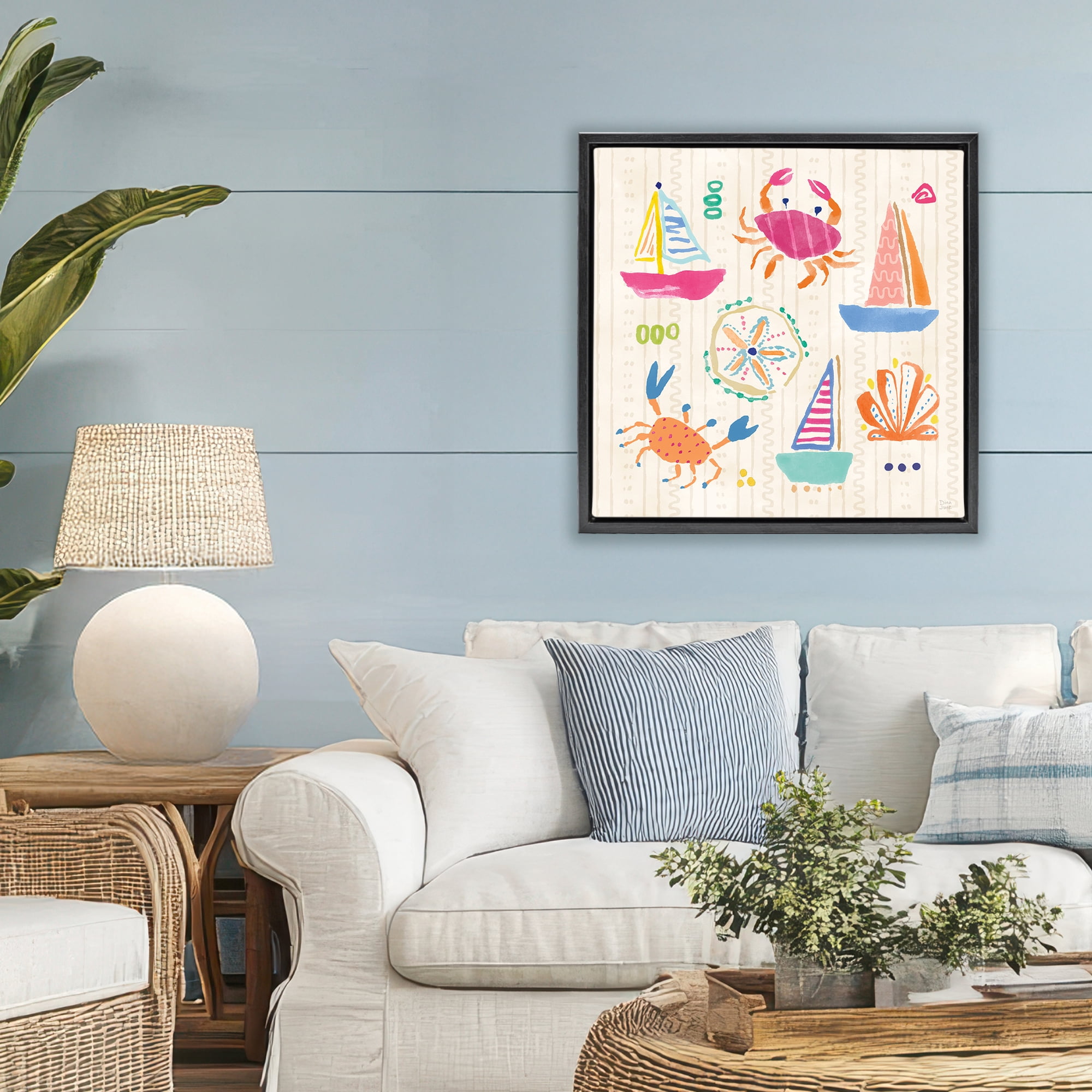 Stupell Industries Nautical Fine In The Sunshine Black Framed Floater Canvas Wall Art, design by Dina June
