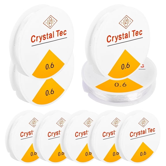 0.6mm Elastic Crystal String,10 Rolls of Crystal String Clear Elastic Bead Cord for Stretchy r Bracelet, Beading and Jewelry Making (10 Rolls × 12m)