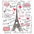 thumbnail image 3 of Eiffel Tower Duvet Cover Set, Paris Lettering Heart Shapes Flag Ornamental Sketchy Doodle, Decorative 3 Piece Bedding Set with 2 Pillow Shams, Calking Size, Black White Pink, by Ambesonne, 3 of 3