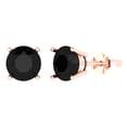 thumbnail image 2 of 3.0 Ct Round Cut Studs Black Natural Onyx 14K Rose Solid Solid Gold Everyday Dainty Earrings Push Back, 2 of 7
