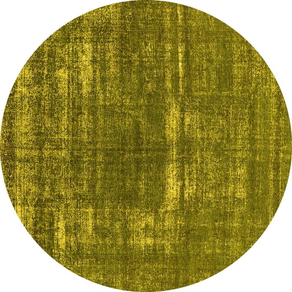 Ahgly Company Indoor Round Oriental Yellow Industrial Area Rugs, 5' Round