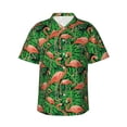 thumbnail image 2 of Xecao Flamingo print Hawaiian shirt - a stylish short-sleeve button-down for men, perfect for casual beach and tropical outings., 2 of 9