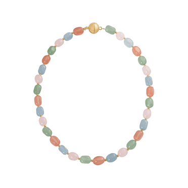 Handmade beaded irregular multicolored natural stone 18K gold plated seamless magnetic buckle necklace women's jewelry