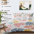 thumbnail image 5 of Summer Ocean Full Size Comforter Set, Coral Blue Yellow Orange Nautical Coastal Bedding for All Seasons, 4 Pcs Bed Set, 1Quiltcover (86"x86") ,1Sheet(80"x116"), 2Pillowcases (30"x20"), 5 of 9
