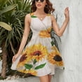 thumbnail image 3 of Sunflower Flowers on Old Fashioned Letters Romantic Women's Tank Dress V Neck Sleeveless Summer Sundress, 3 of 7