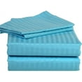thumbnail image 3 of Lightweight & Comfortable 600 Thread Count 100% Egyptian Cotton Ultra Soft Cotton Rich Easy Care Sateen Sheets,Twin XL Size 4 Piece Sheet Set Fit 26" Inch to 30" Inch Deep Pocket {Turquoise Stripe}, 3 of 6