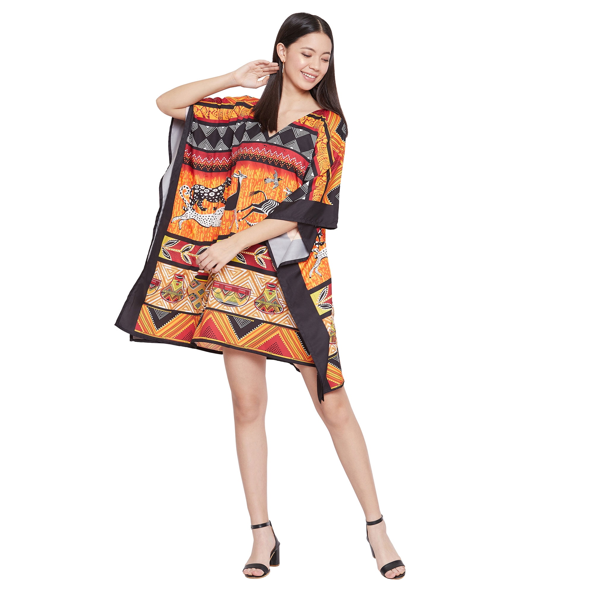 Women Kaftan Tunic Kimono Free Size Dress for Loungewear Beach Nightwear 