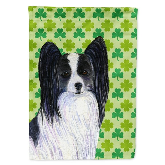 Carolines Treasures SS4436-FLAG-PARENT Papillon St. Patricks Day Shamrock Portrait Flag  multicolor