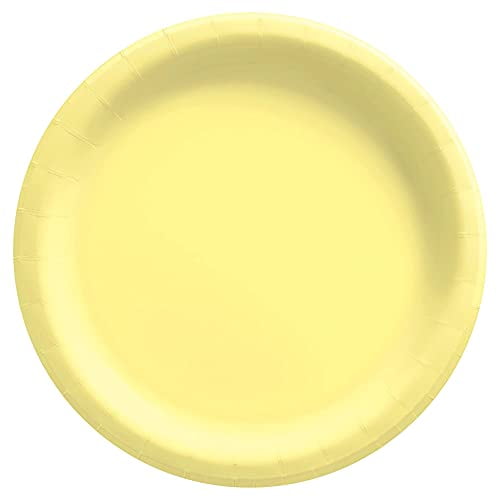 Amscan Party Supplies Premium Paper, Light Yellow Plates, 9"