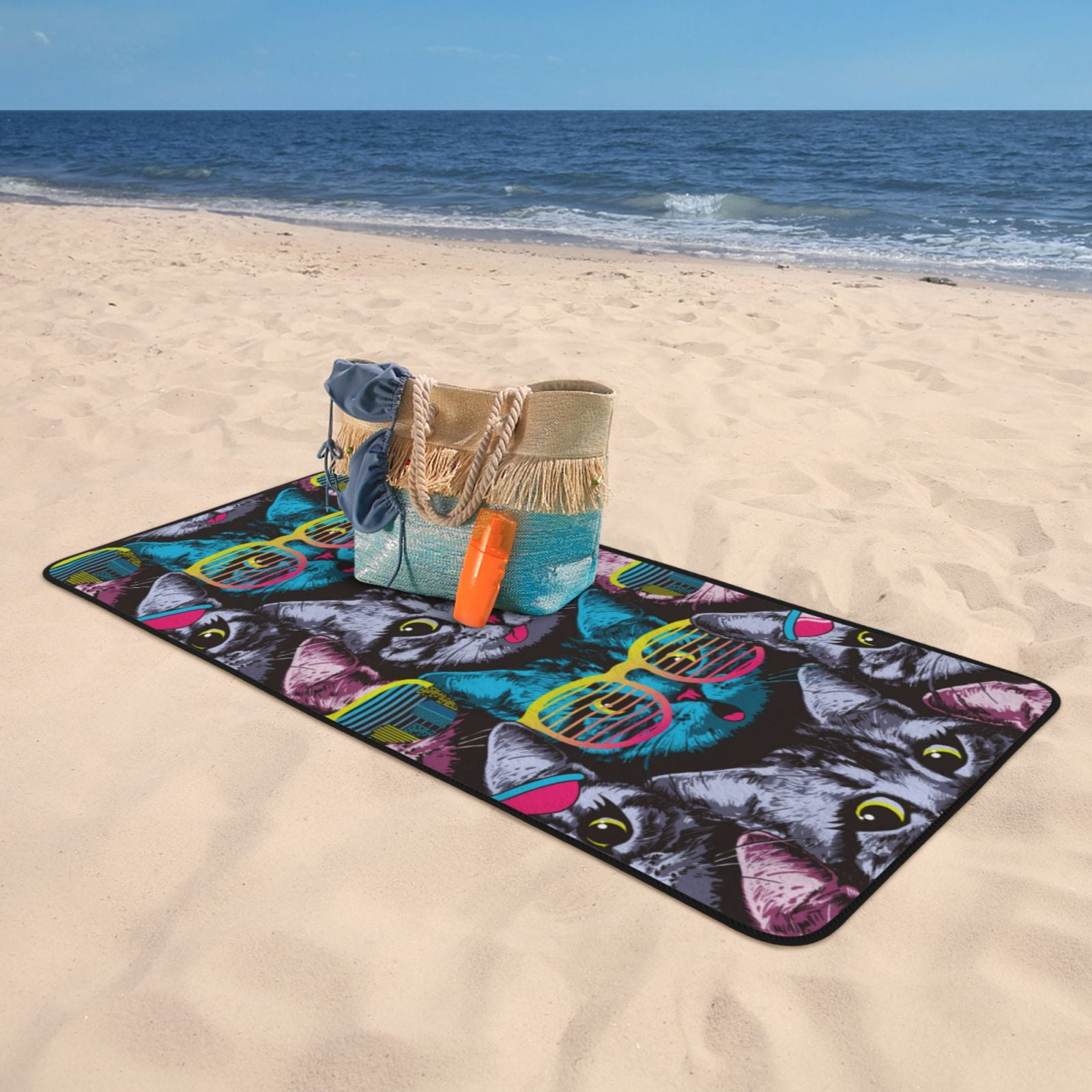 Cotton Bath Towels for Bathroom - Happy Kitten Faces Microfiber Quick Dry Towels for Body Bath Sheets, Personalized Beach Towel, Soft Shower Towels for Travel Home Beach 27*55in