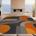 thumbnail image 2 of Design&I 8'x10' Washable Area Rug Extra Large Skid-Resistant Low Profile Orange Gray Geometric Design Elegant Abstract Shapes with Curved and for Living Room, Family, 2 of 7