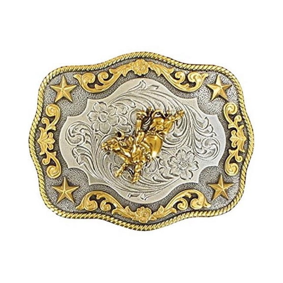 Nocona Mens Bullrider  Stars Rectangle Belt Buckle 3798702