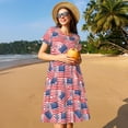thumbnail image 4 of Naloa America Flags Print Womens Summer A-Line Dress with Pockets,Short Sleeve Dresses,Flowy Beach Swing Dress for Vacation Travel, 4 of 6