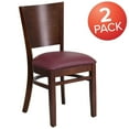 thumbnail image 3 of 2 Pk. Lacey Series Solid Back Walnut Wood Restaurant Chair - Burgundy Vinyl Seat, 3 of 8