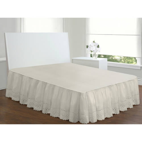 Fresh Ideas Ruffled Eyelet 14" Bed Skirt, Queen, Ivory