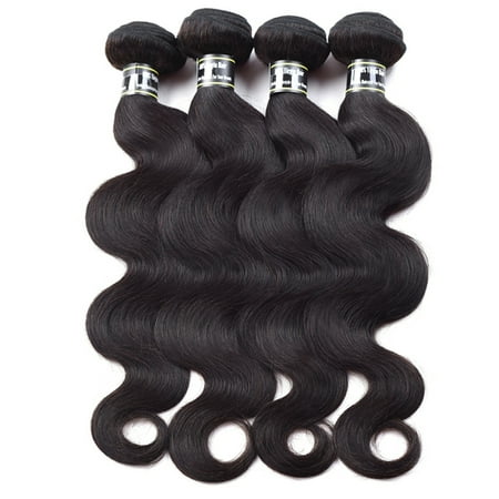 Beroyal 4 Bundles Peruvian Virgin Human Hair Weave Body Wave Hair Weft, (Best Weave For 4c Hair)