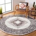 thumbnail image 2 of SAFAVIEH Jericho Marjan Aztec Polyester Shag Area Rug, Black/Rust, 8' x 8' Round, 2 of 11