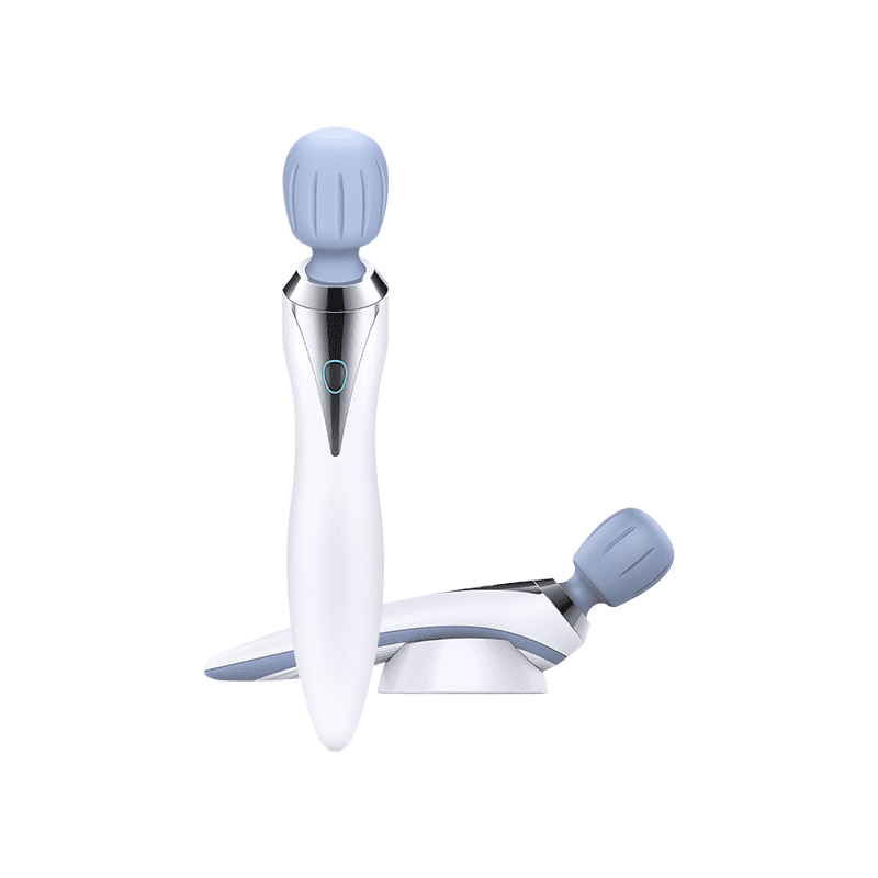 Deep Tissue Handheld Massager Wand, Rechargeable Silicone Body Tension Relief Tool, Charging Base Model, White, 1 Piece Pack