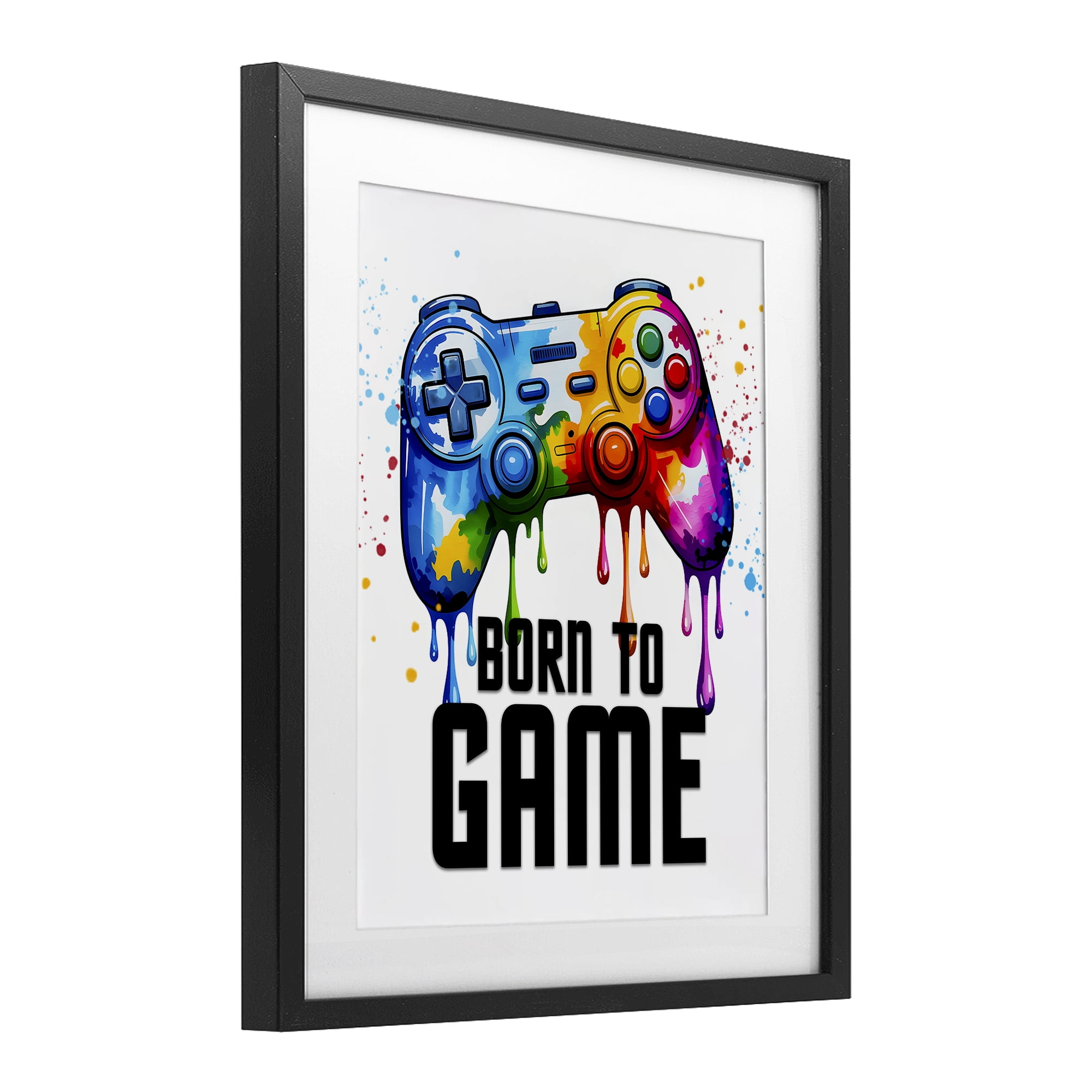 Stupell Industries Born To Game Splash Black Framed Print Under Glass, design by Kim Allen