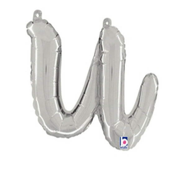 14 inch Script Letter U - Silver (Air-Fill Only) Betallic Foil Mylar Balloon - Party Supplies Decorations