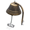 thumbnail image 3 of HTTMT- Upstreet Outdoor Dinner Bell Made For Ranch House Family Front Door Interior Exterior Décor | Wall Hanging Mount Heavy Cast Solid Iron Decoration Gold Large (H: 5" x W: 7") [P/N: ET-BELL002-L], 3 of 7