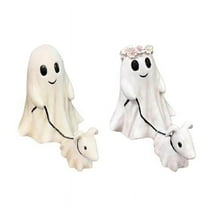Halloween Ghost Walking Dog Statue 2024, Ghost Walking His/Her Ghost Dog Spooky Ghost Dog Halloween Figurine(Boy Girl)