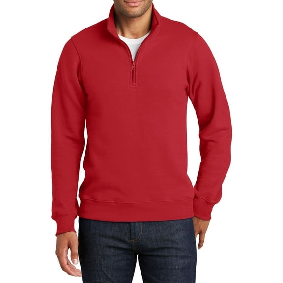 Just Blanks Fan Favorite Fleece 1/4-Zip Pullover Sweatshirt, Bright Red, 4XL