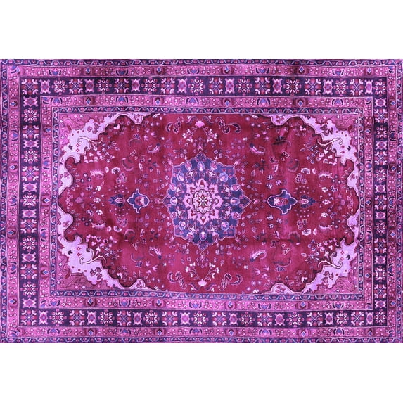 Ahgly Company Indoor Rectangle Medallion Purple Traditional Area Rugs, 4' x 6'