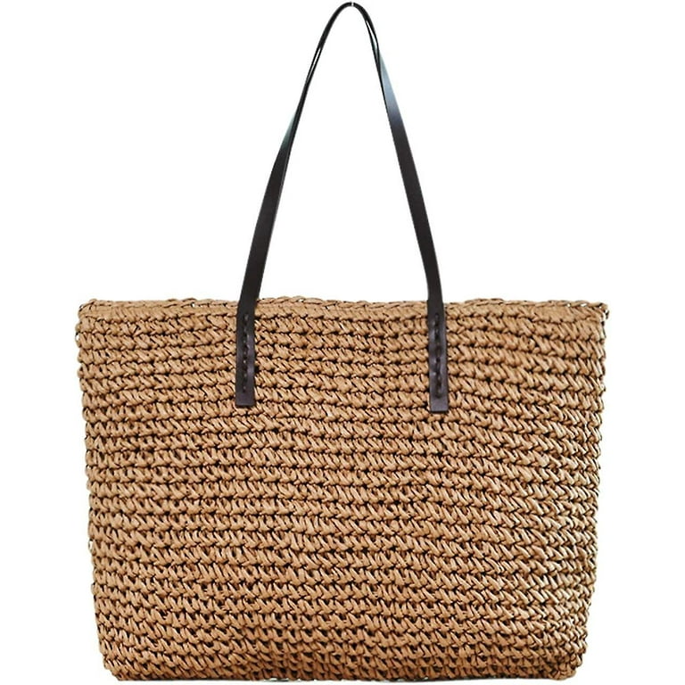 Women Straw Bags Summer Beach Large Tote Bag Handmade Woven Shoulder C –  Stars