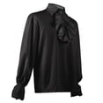 thumbnail image 4 of Caqnni Long Sleeve Vintage Court Shirt for Mens Lace-Up Lapel Tops 2024 Drama Stage Blouses Tops Vintage Performances Clothing Shirts (Black,L), 4 of 6