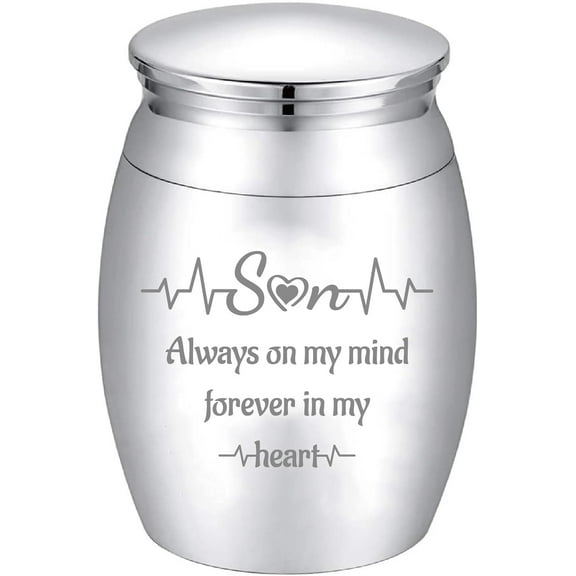 Mini Cremation Urn Small Keepsake Urns Ashes Holder Silver Alloy Sharing Funeral Urn Kit Memorials Miniature Container Decorative Urn for Son Loved Ones Female Male Pets 1.6x1.2Inch