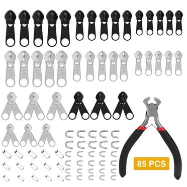 85pcs Zipper Repair Kit, TSV Zipper Fix Replacement Set, Zipper Slider with Install Plier, Extension Pulls for Sewing