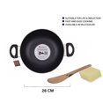 thumbnail image 3 of Mumma's LIFE Non-Stick Deep Kadai with Glass Lid- with Riveted and Virgin Bakelite Handle PFOA/Heavy Metal Free (Induction and Gas Stove Friendly) - (26CM, Blue), 3 of 5