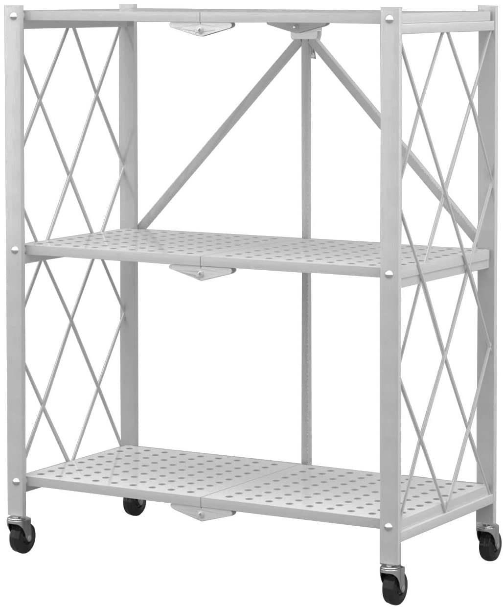 Metal Folding Storage Shelf Rolling Removable Cart Rack With - Temu