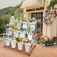 thumbnail image 4 of Heavy Duty Flower Display Stand with Buckets, 3 Layers 12PCS Buckets Metal Flower Cart Display Stand with Wheels for Indoor Flower Bar and Florist Shop, 4 of 8
