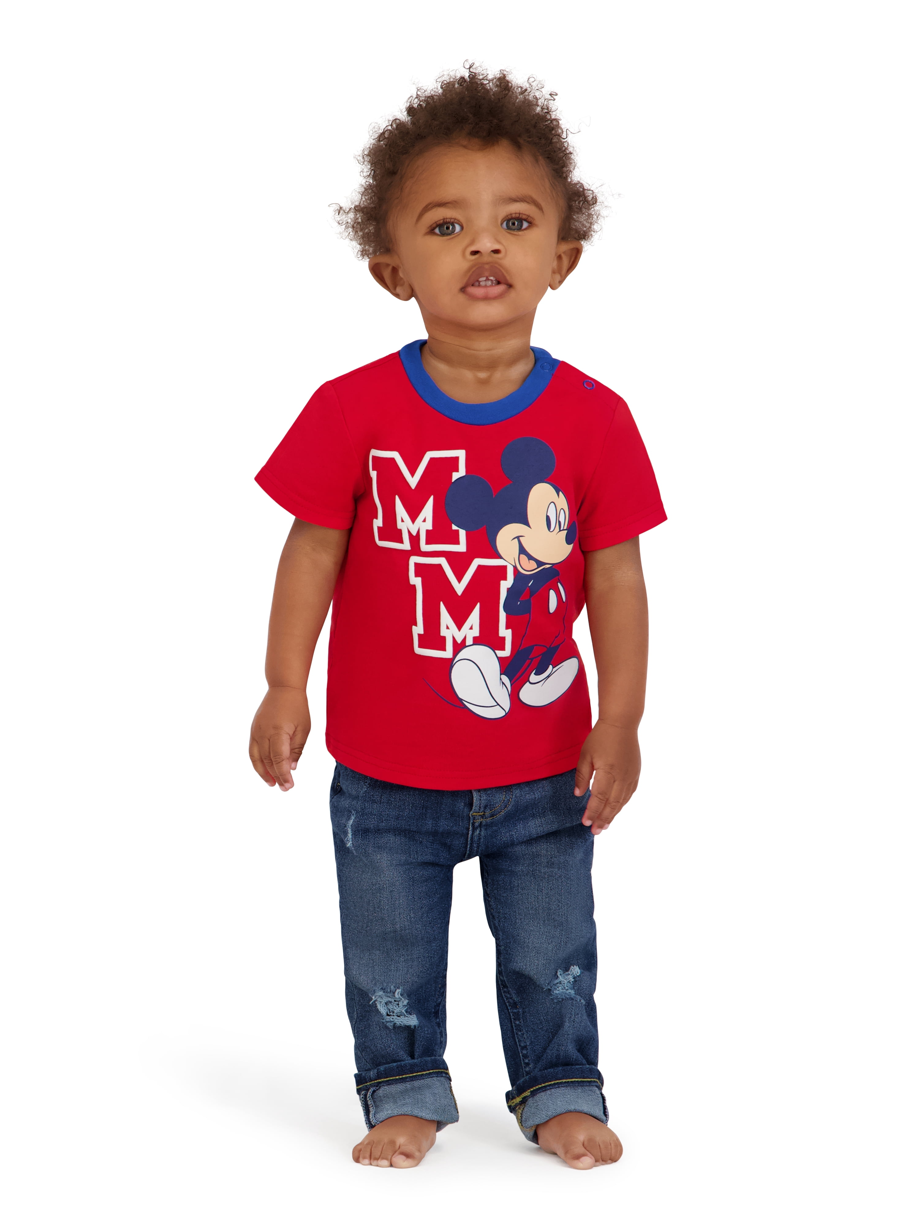 Mickey Mouse Baby Boy 2 Pack Short Sleeve Tee Shirts, Sizes 0/3 Months-24 Months