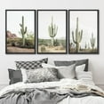 thumbnail image 2 of IDEA4WALL Framed Canvas Print Wall Art Set of 3 Desert Landscape Art, Southwest Cactus Prints, Botanical Floral Wall Decor, Nature Wilderness Modern Artwork for Bedroom - Black 24"x36"x3, 2 of 5